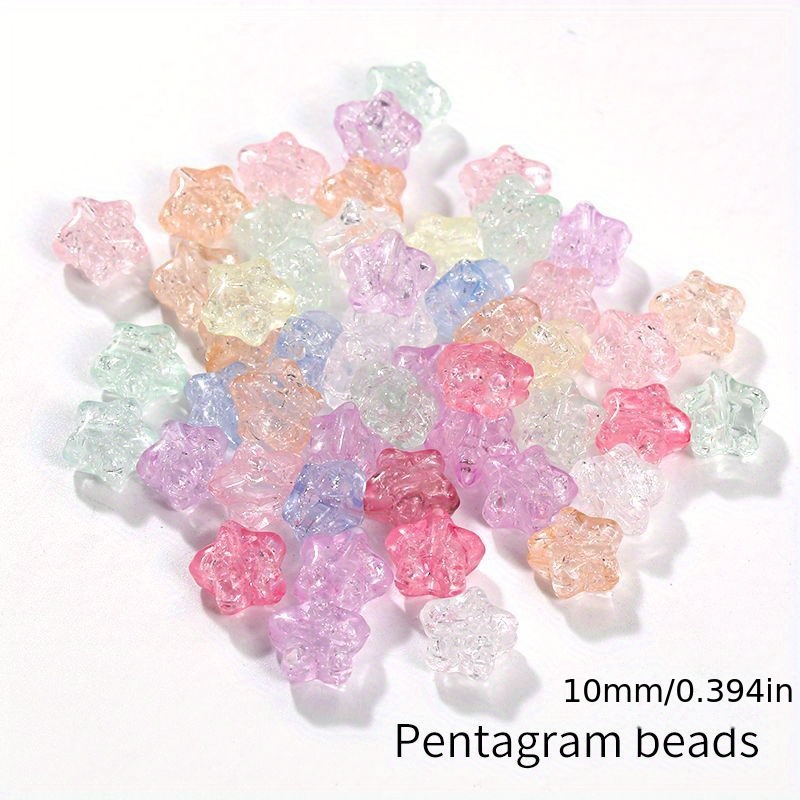 50pcs Colorful Acrylic Crackle Glass Pattern Beads for DIY Jewelry